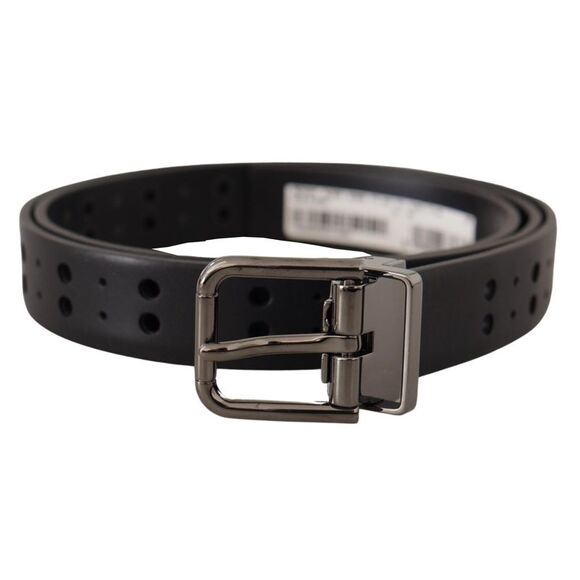 Dolce & Gabbana Men Black Classic Leather Metal Buckle Belt